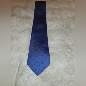 Eton Tie Mens Blue Red & Blue Polka Dot Geometric Silk 3 Inch Made In England